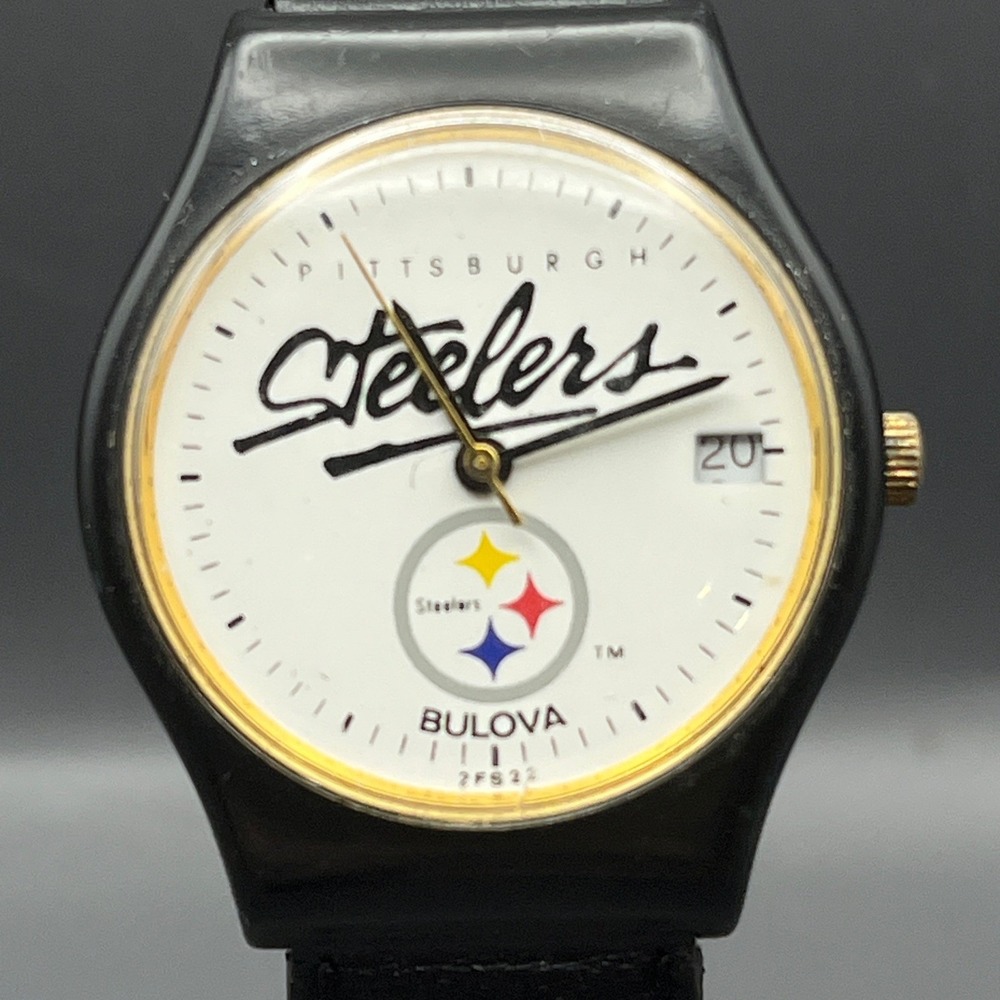 VTG Bulova Pittsburgh Steelers Sportstime Watch Analog Rare NFL Collectible RUNS